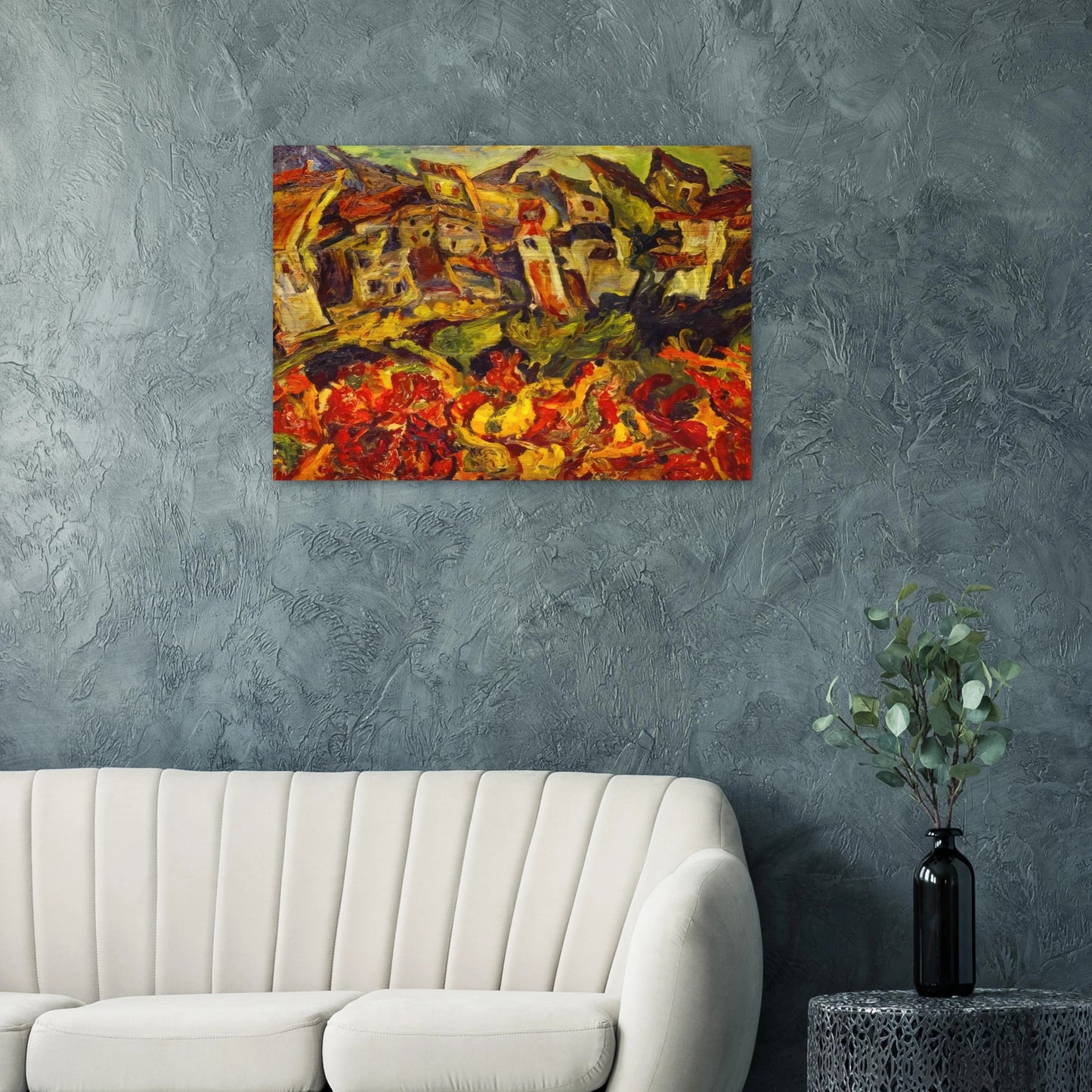 HOUSES WITH POINTED ROOFS - Chaim Soutine Brushed Aluminum Print - 70x100 cm / 28x40 inches | Chaim Soutine Aluminum Print | Chaim Soutine Prints