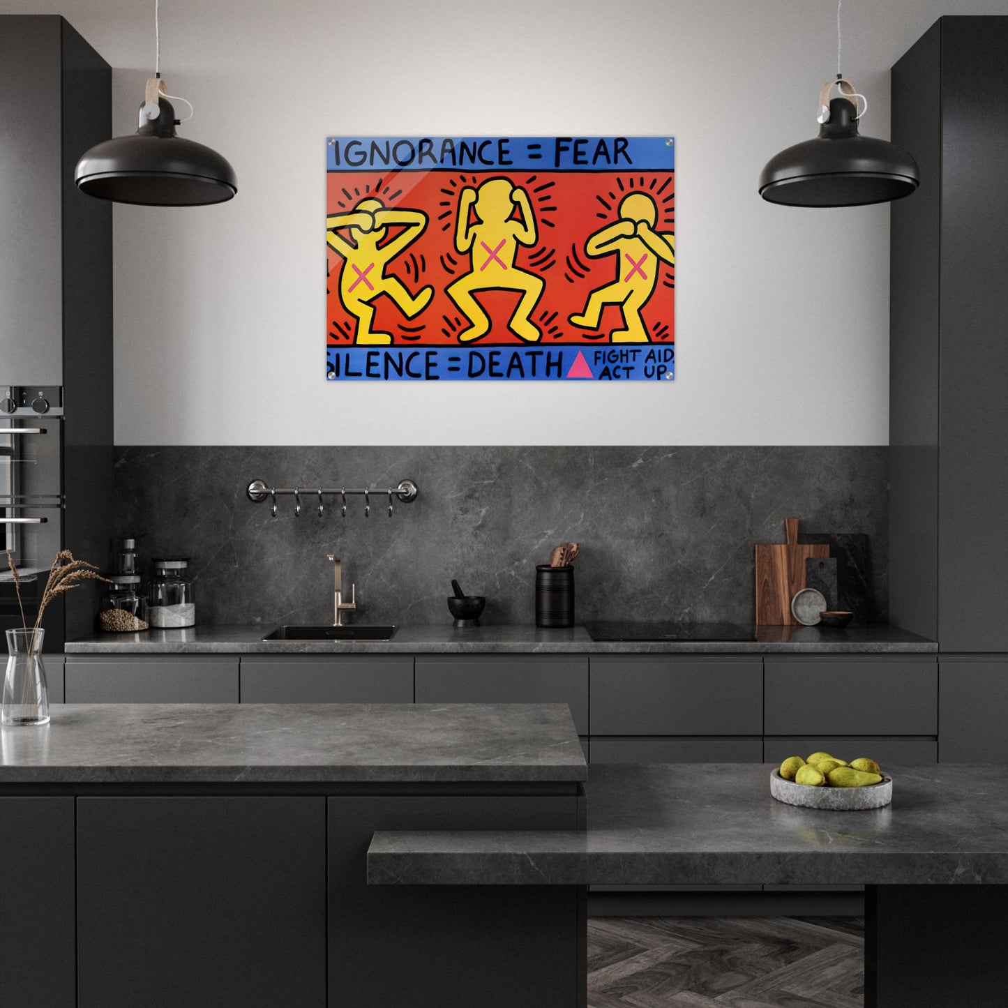 IGNORANCE FEAR 1989 - Keith Haring Acrylic Print - 70x100 cm / 28x40″ inches