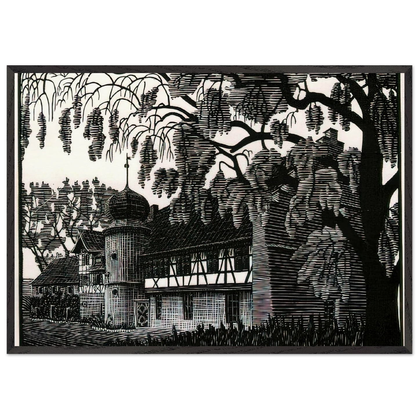 ESCHER 12 - MC Escher 70x100 cm / 28x40 inches Framed Art Print – Black Wooden Frame | Maurits Cornelis Escher Prints