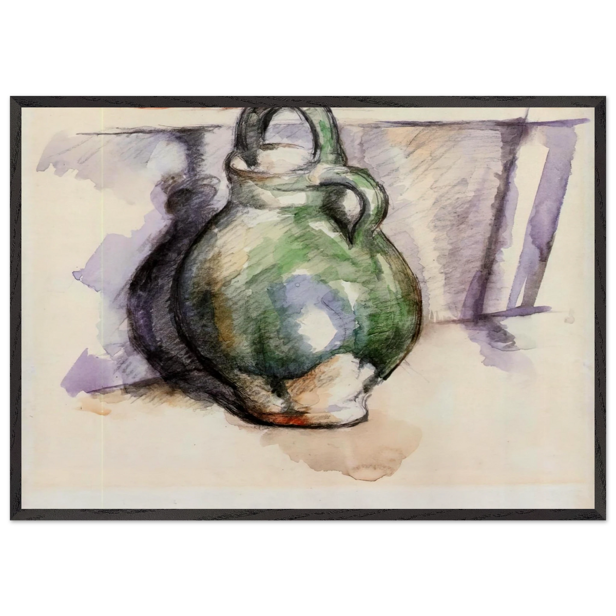The Green Pitcher - Paul Cezanne 70x100 cm / 28x40 inches Framed Art Print – Black Wooden Frame