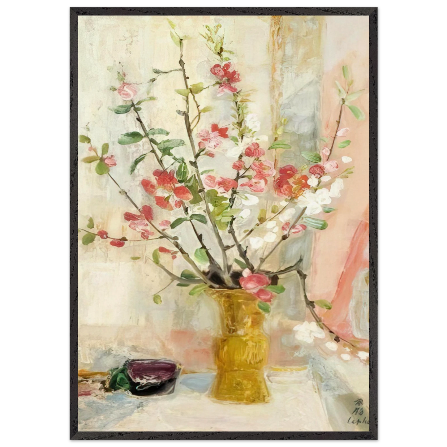 Les Pommeirs Du Japon - Post-Impressionism - Le Pho 70x100 cm / 28x40 inches Framed Art Print – Black Wooden Frame