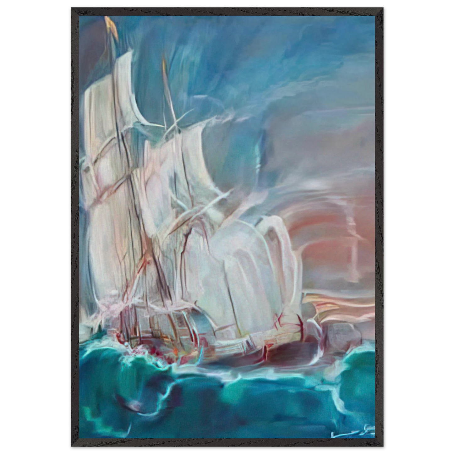 The Great Sail in the Storm - Konrad Zuse 70x100 cm / 28x40 inches Framed Art Print – Black Wooden Frame