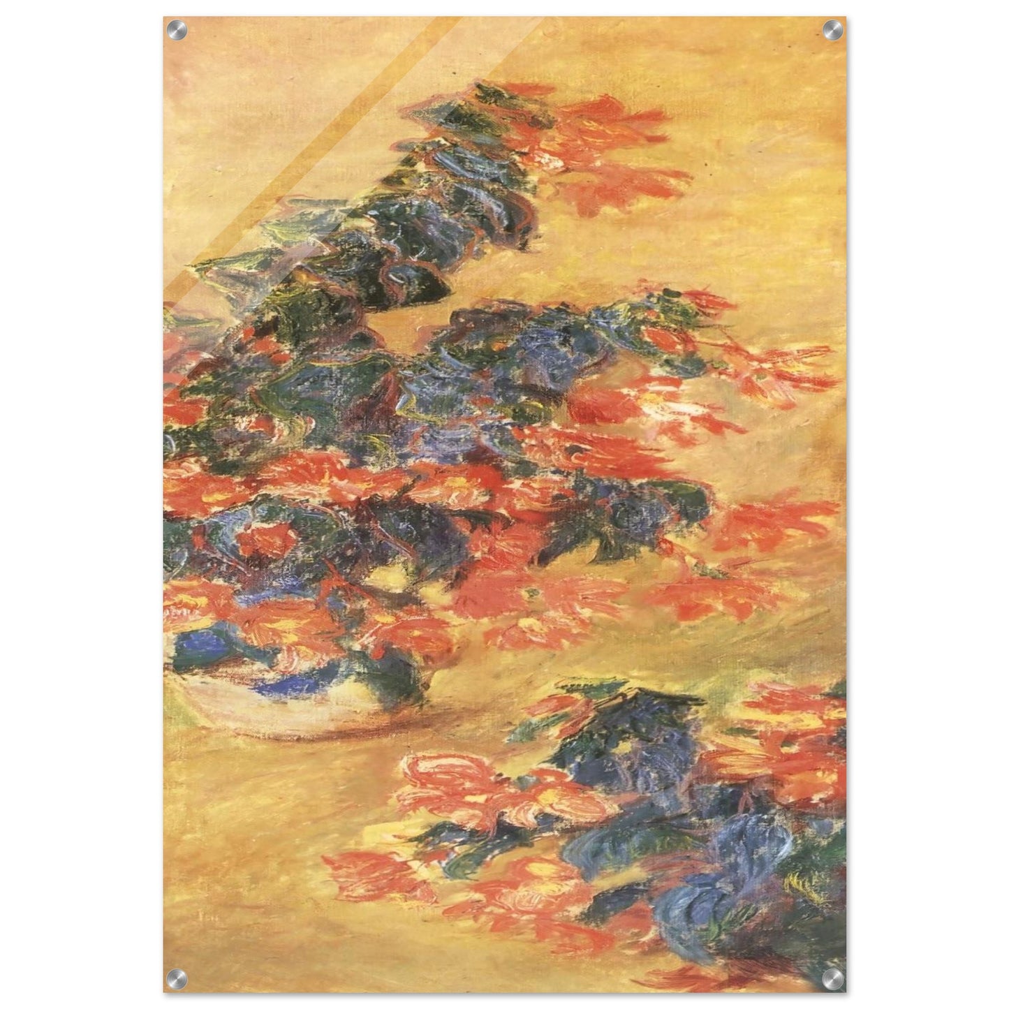 Red azaleas in a Pot - claude monet Acrylic Print - 70x100 cm / 28x40″ inches | claude monet Wall Art | claude monet Prints