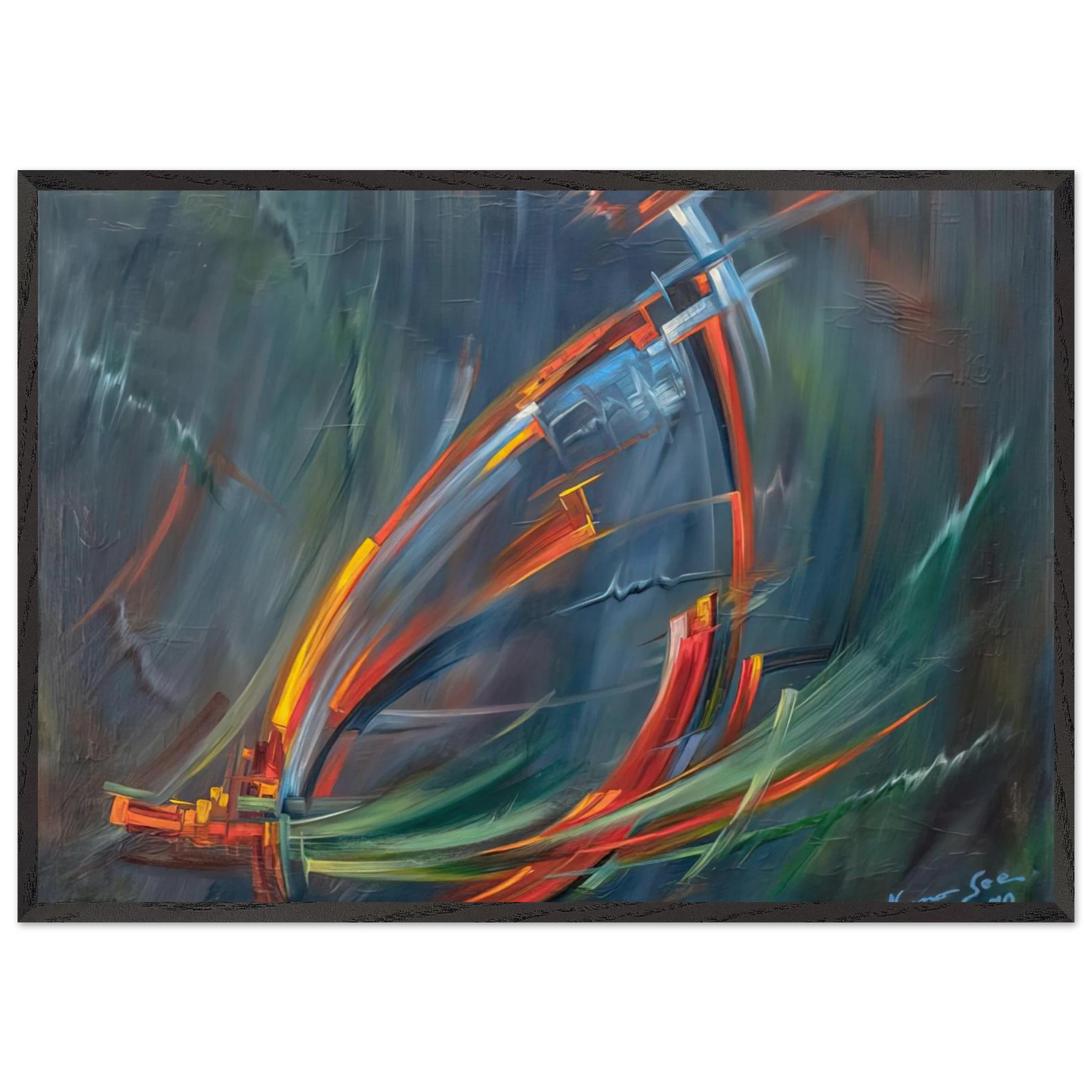 Untitled - 1970 N11 - Konrad Zuse 70x100 cm / 28x40 inches Framed Art Print – Black Wooden Frame