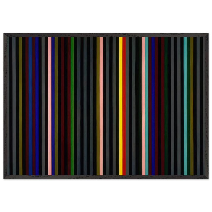 Black Grey Beat - 1964 - Gene Davis 70x100 cm / 28x40 inches Framed Art Print – Black Wooden Frame