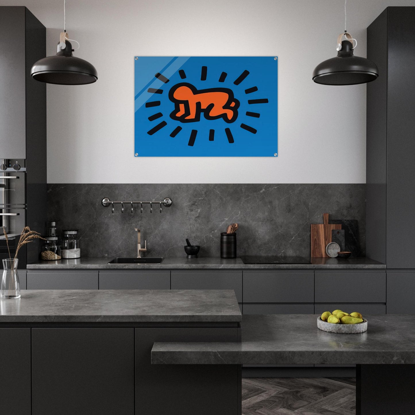 RADIANT BABY FROM ICONS SERIES 1990 - Keith Haring Acrylic Print - 70x100 cm / 28x40″ inches | Keith Haring Art For Sale
