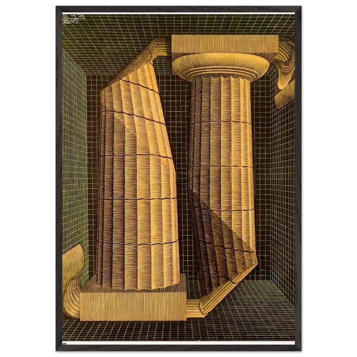DORIC COLUMNS - MC Escher 70x100 cm / 28x40 inches Framed Art Print – Black Wooden Frame | Maurits Cornelis Escher Prints
