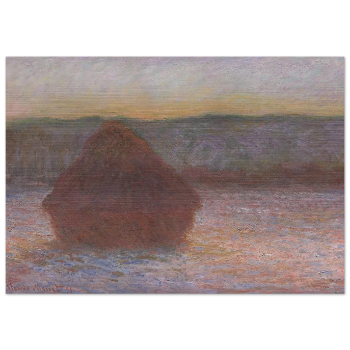 Stack of Wheat Thaw, Sunset - claude monet Brushed Aluminum Print - 70x100 cm / 28x40 inches | claude monet Aluminum Print | claude monet Prints