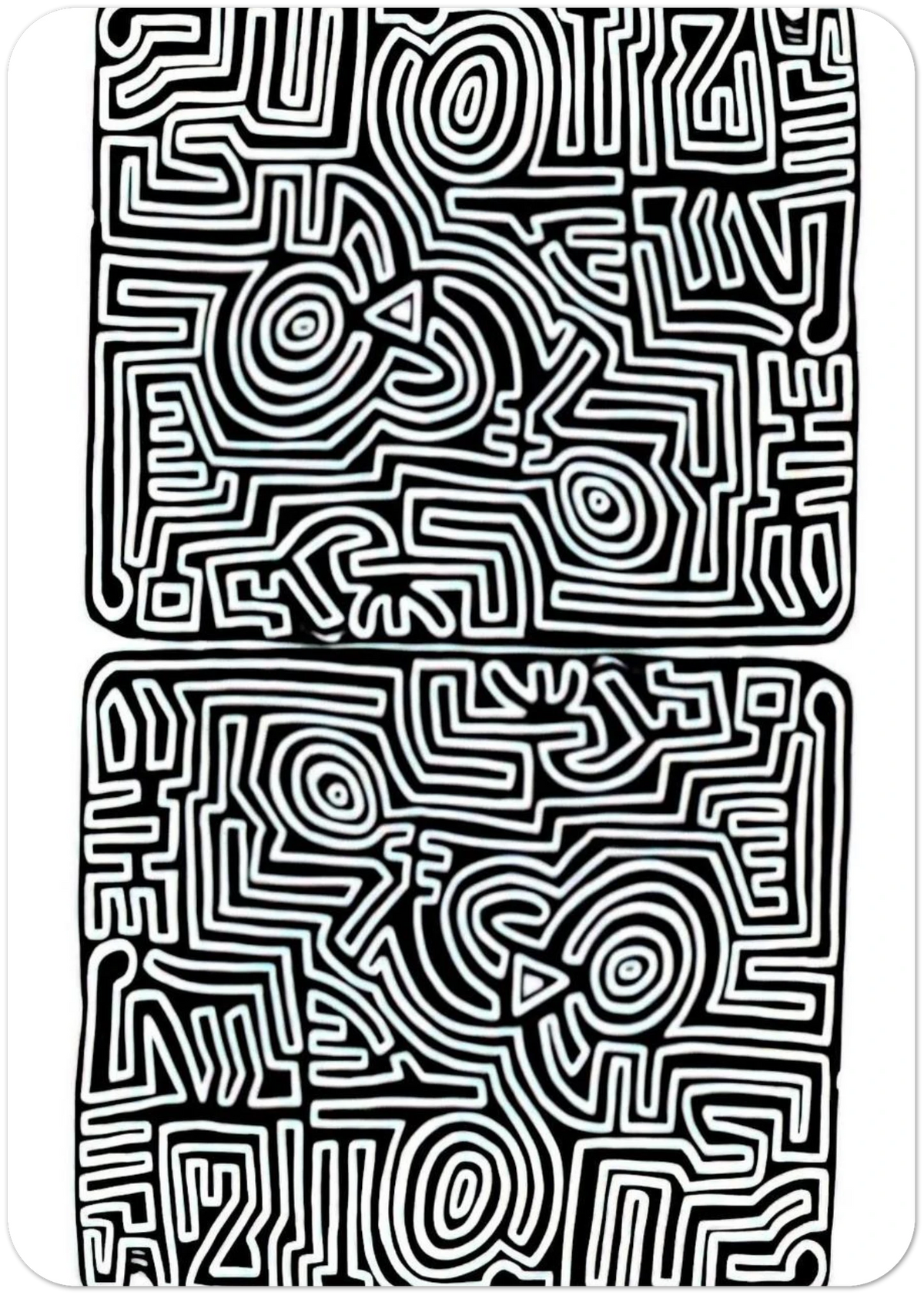LABYRINTH 1989 By Keith Haring Pack of 10 Post Cards | Keith Haring Post Cards | A6 (10.5 x 14.8 cm) - 4.1 x 5.8 inches
