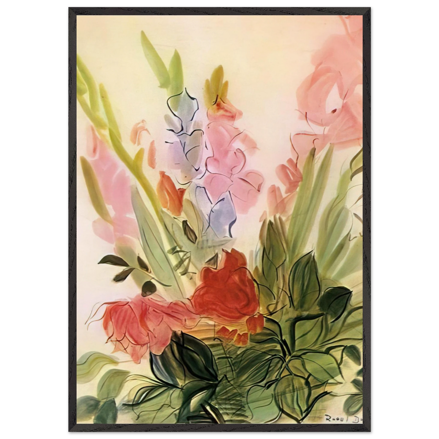 GLADIOLI 1942 - Raoul Dufy 70x100 cm / 28x40 inches Framed Art Print – Black Wooden Frame