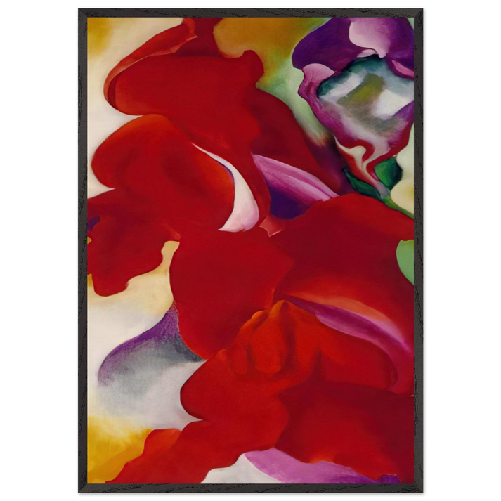 Red Snapdragons - Georgia OKeeffe 70x100 cm / 28x40 inches Framed Art Print – Black Wooden Frame