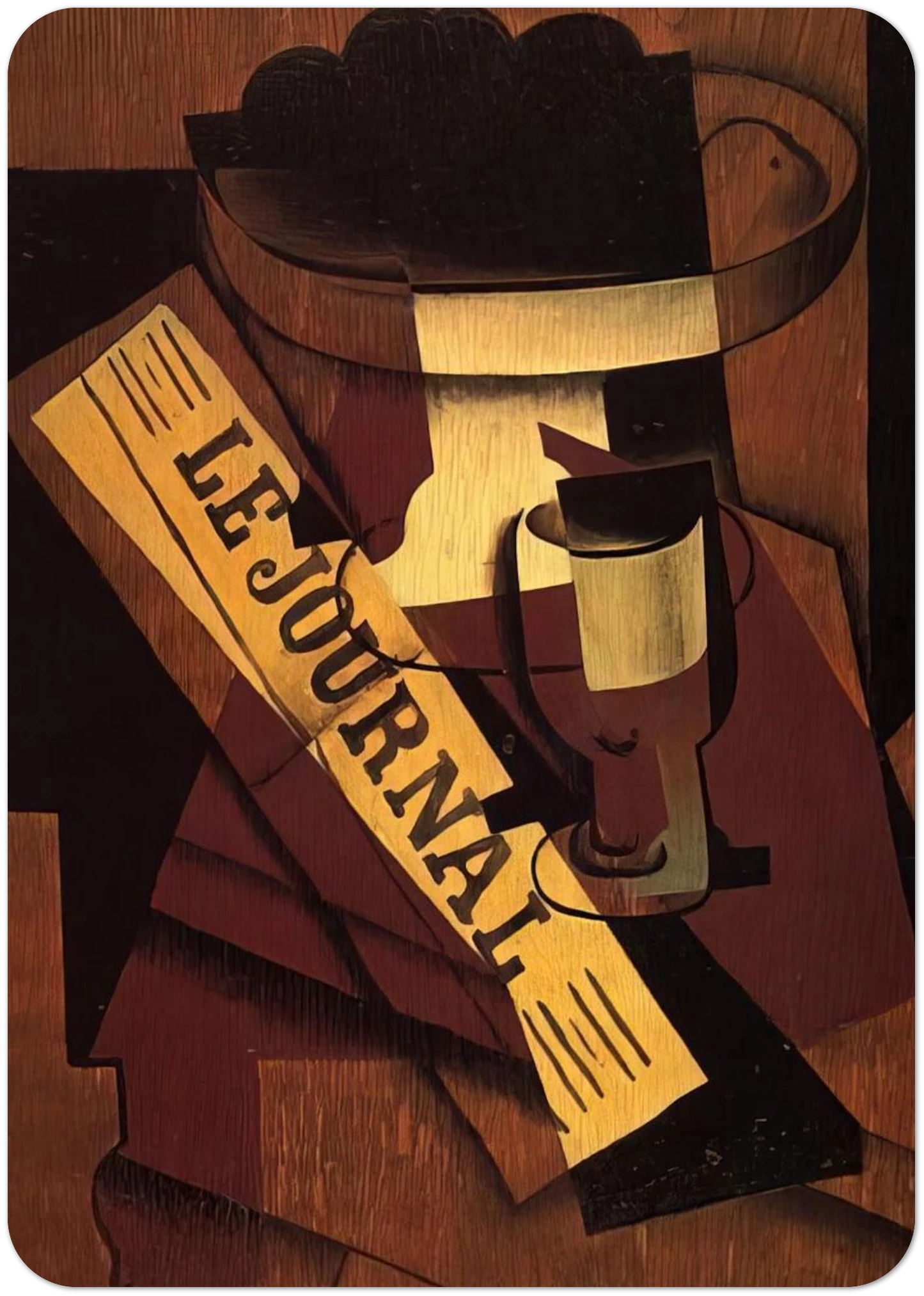 FRUIT DISH GLASS AND NEWSPAPER 1916 By Juan Gris Pack of 10 Post Cards | Juan Gris Post Cards | A6 (10.5 x 14.8 cm) - 4.1 x 5.8 inches