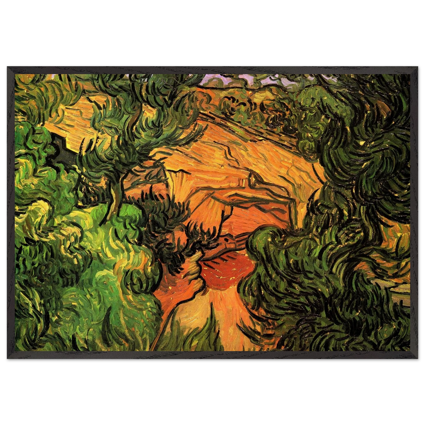 Entrance to a Quarry - Vincent van Gogh 70x100 cm / 28x40 inches Framed Art Print – Black Wooden Frame