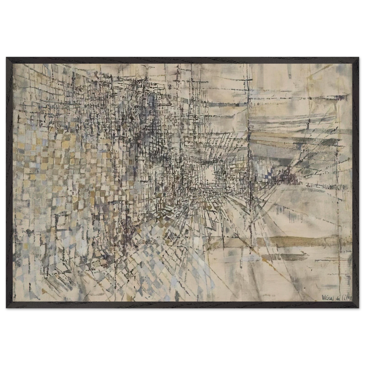 La Garde Des Anges - 1950 - Maria Helena Vieira da Silva 70x100 cm / 28x40 inches Framed Art Print – Black Wooden Frame