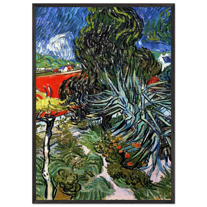 The Garden of Doctor Gachet at Auvers-sur-Oise - Vincent van Gogh 70x100 cm / 28x40 inches Framed Art Print – Black Wooden Frame