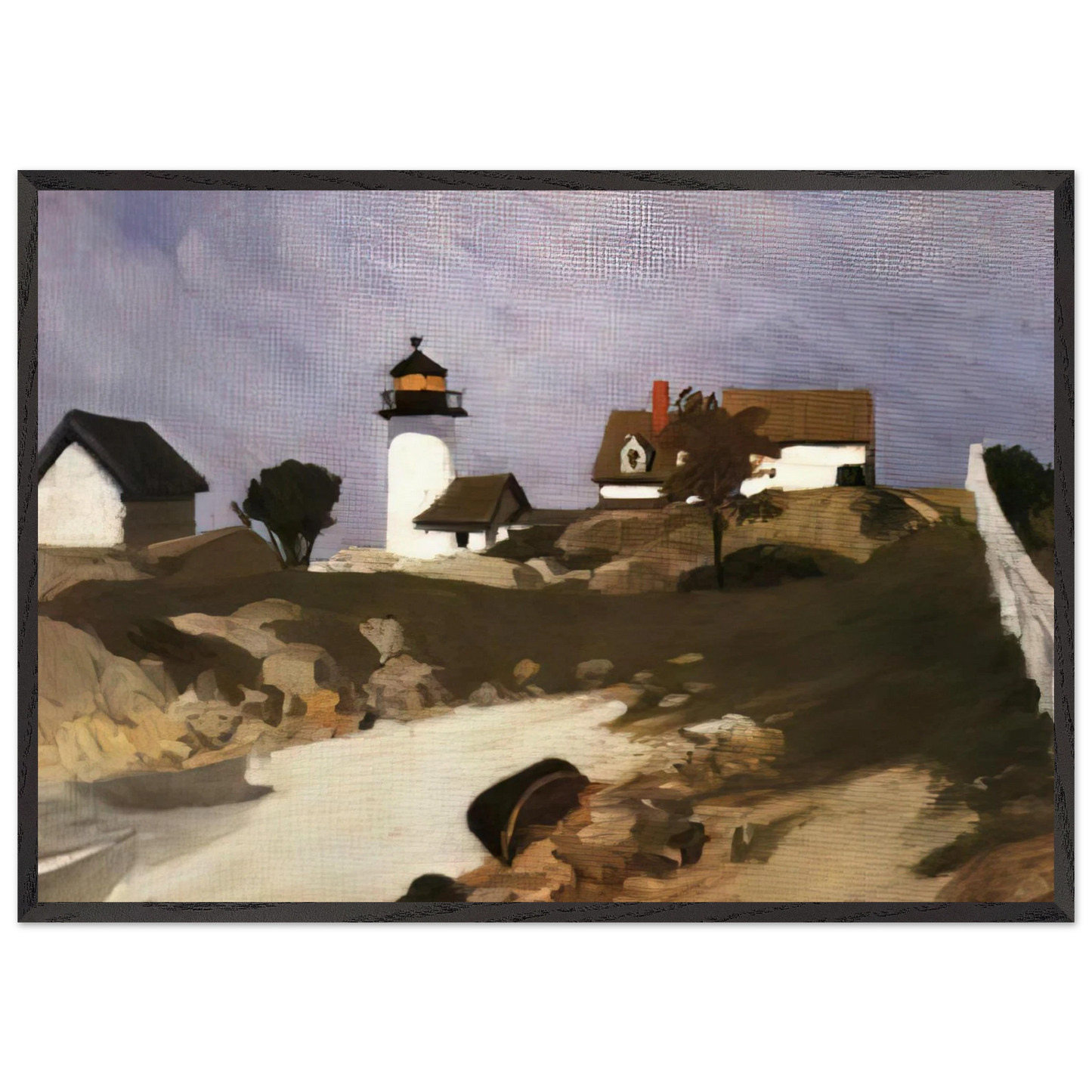 Squam Light - Edward Hopper 70x100 cm / 28x40 inches Framed Art Print – Black Wooden Frame