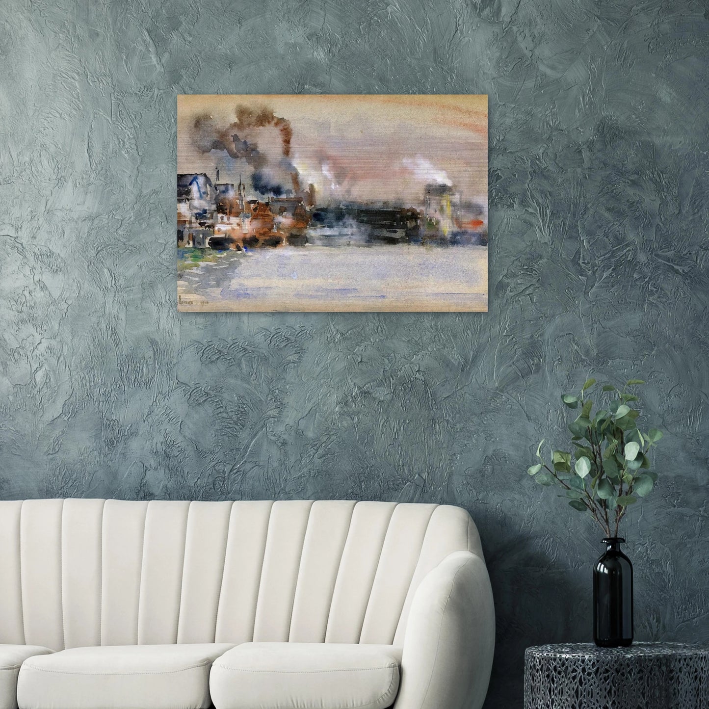 Portland Harbor - Childe Hassam Brushed Aluminum Print - 70x100 cm / 28x40 inches | Childe Hassam Aluminum Print | Childe Hassam Prints