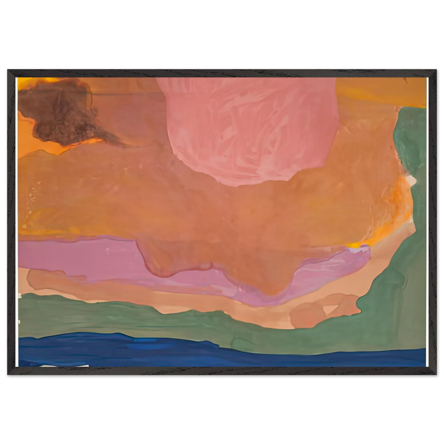 Flood 1967- - Helen Frankenthaler 70x100 cm / 28x40 inches Framed Art Print – Black Wooden Frame