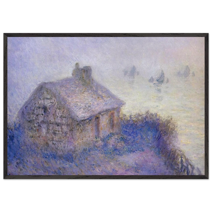 Customs House at Varengeville in the Fog - claude monet 70x100 cm / 28x40 inches Framed Art Print – Black Wooden Frame