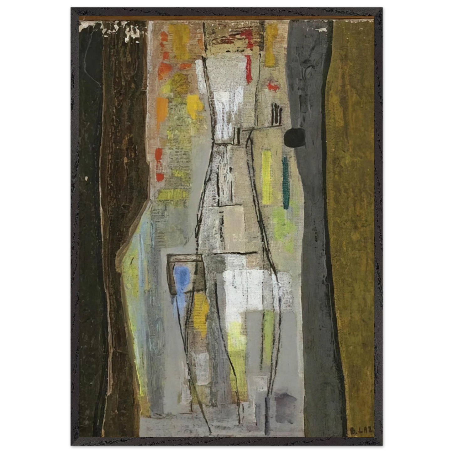 Stratificazione I - Art Informel - Bice Lazzari 70x100 cm / 28x40 inches Framed Art Print – Black Wooden Frame