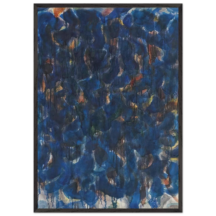 Blue and Red N2 - Sam Francis 70x100 cm / 28x40 inches Framed Art Print – Black Wooden Frame
