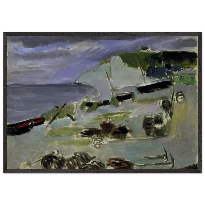 BOATS ON THE BEACH ETRETAT 1920 - Henri Matisse 70x100 cm / 28x40 inches Framed Art Print – Black Wooden Frame
