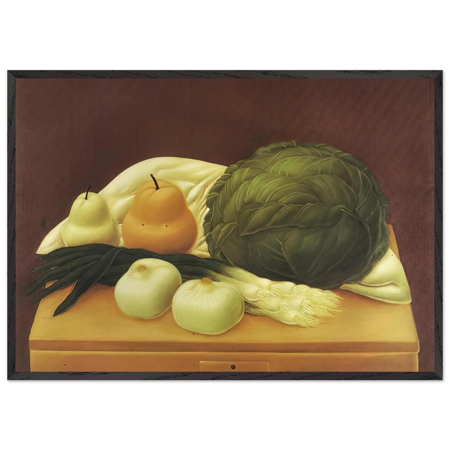 KITCHEN TABLE - Fernando Botero 70x100 cm / 28x40 inches Framed Art Print – Black Wooden Frame