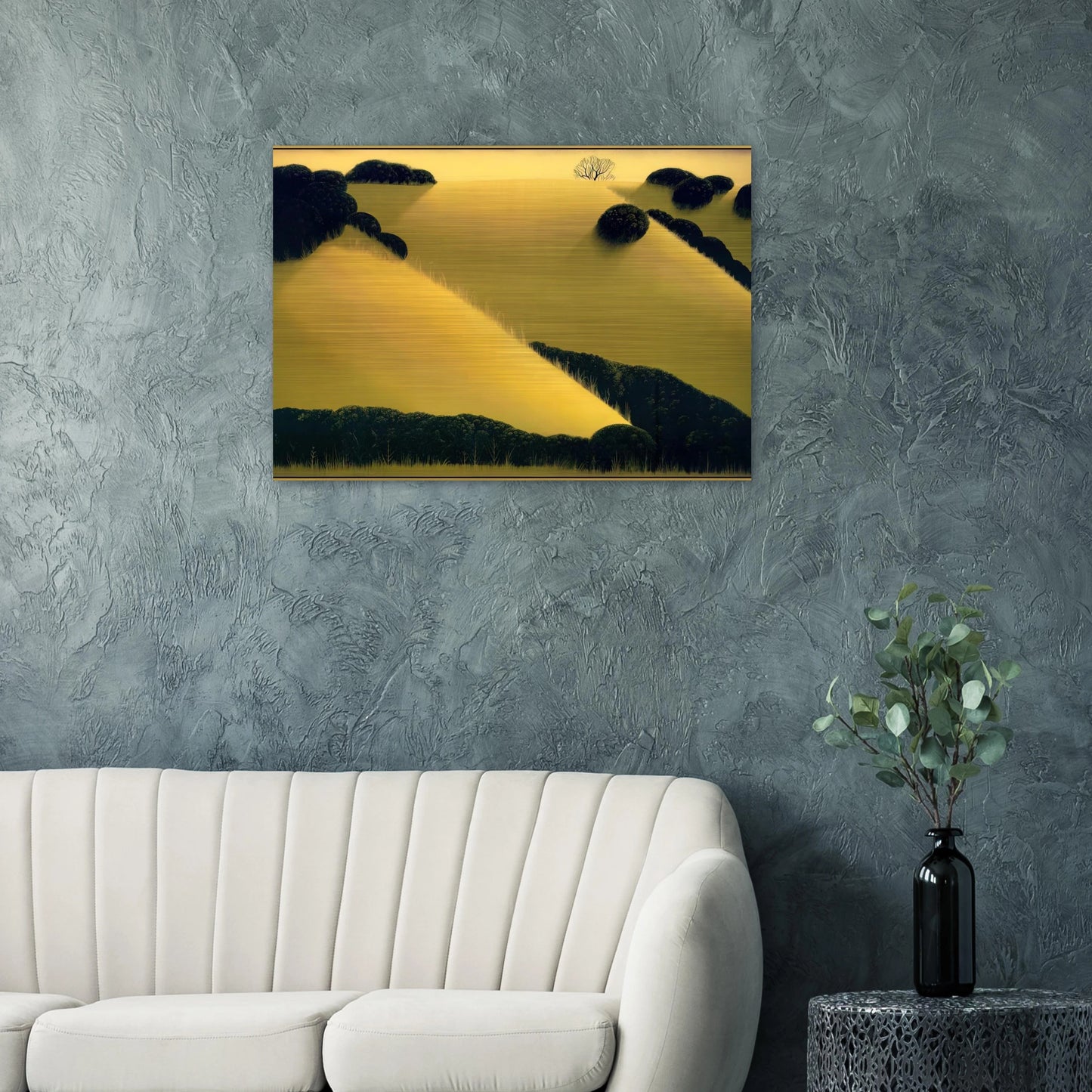 Golden Hills - Eyvind Earle Brushed Aluminum Print - 70x100 cm / 28x40 inches | Eyvind Earle Aluminum Print | Eyvind Earle Prints
