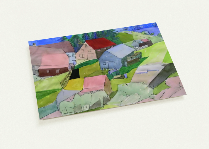 Häuser im Schwarzwald - Naïve Art Primitivism By Johannes Itten Pack of 10 Post Cards | Johannes Itten Post Cards | A6 (10.5 x 14.8 cm) - 4.1 x 5.8 inches