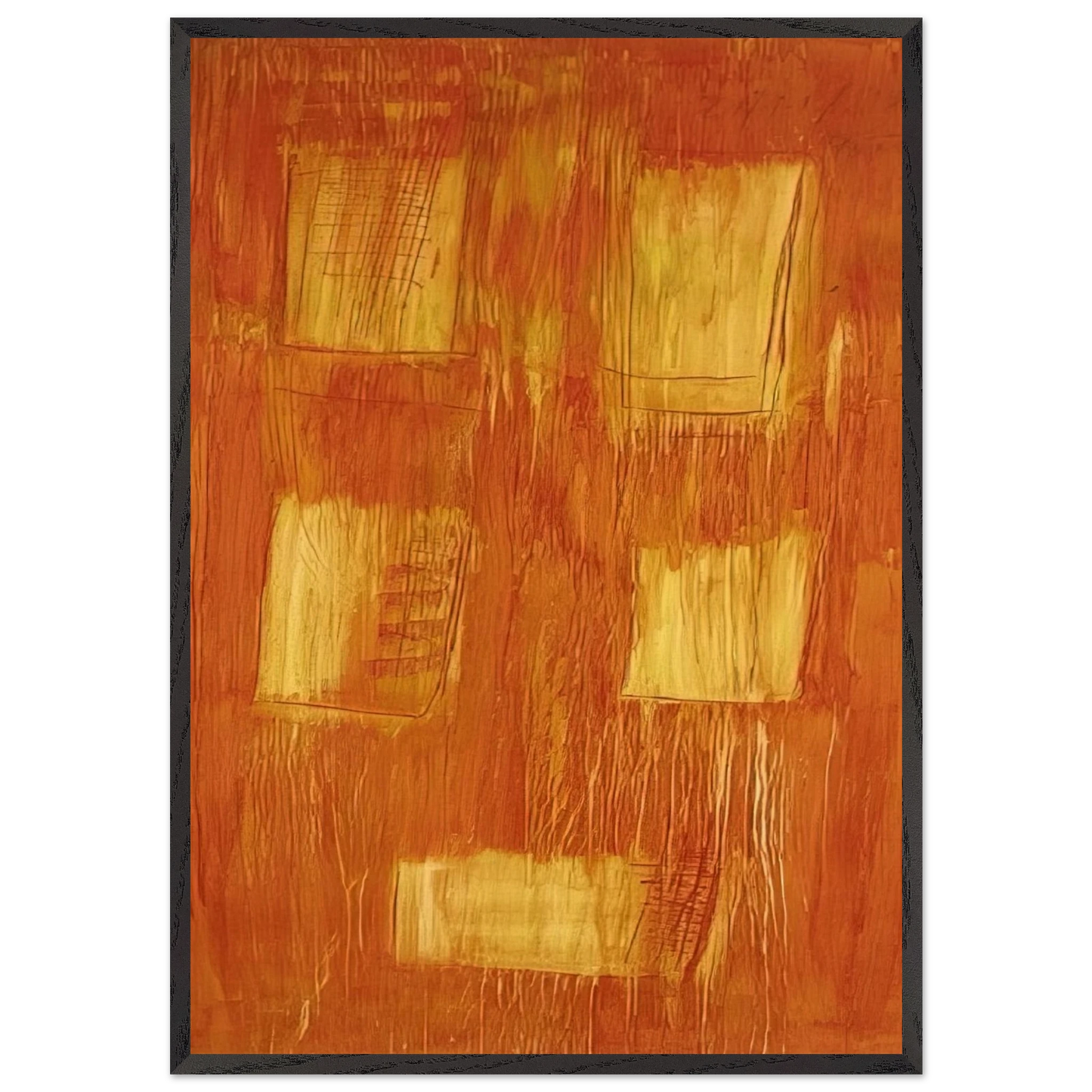 Untitled Cansons - Abstract Expressionism - Gunther Forg 70x100 cm / 28x40 inches Framed Art Print – Black Wooden Frame