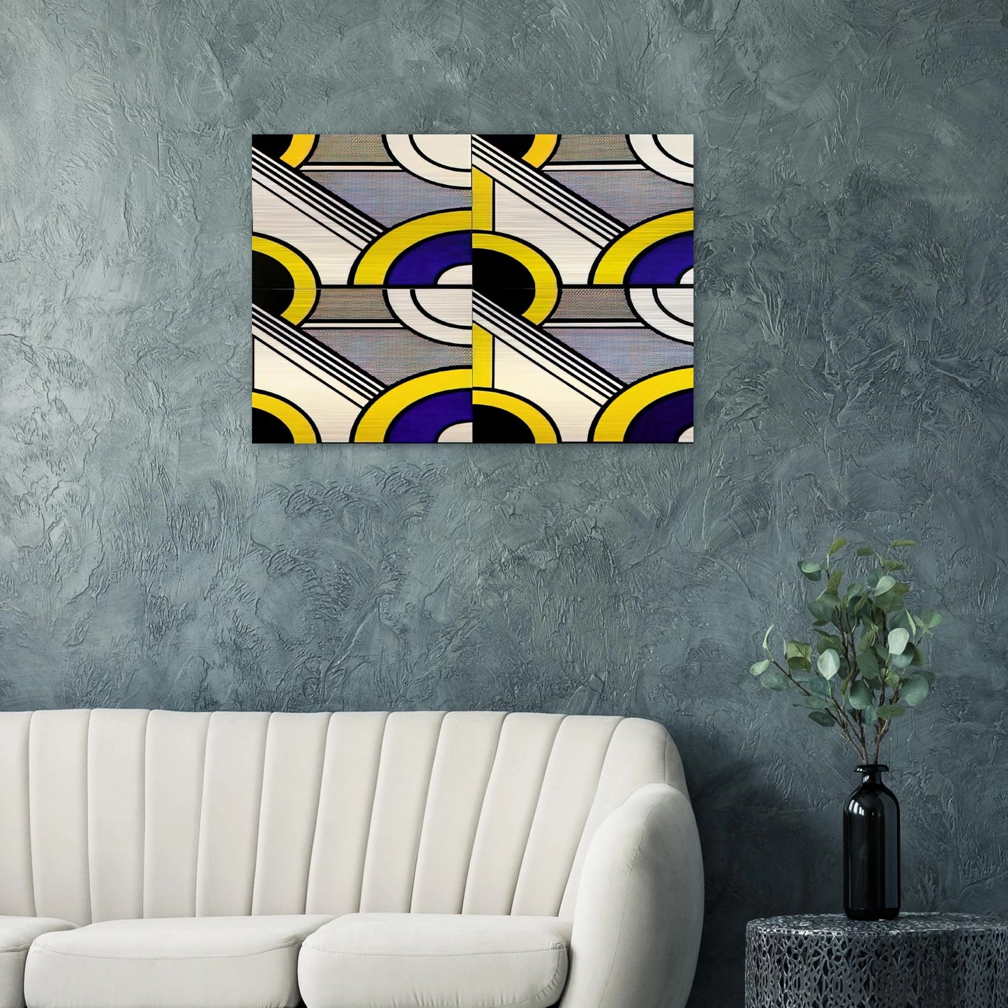 MODULAR PAINTING WITH FOUR PANELS 1 1969 - Roy Lichtenstein Brushed Aluminum Print - 70x100 cm / 28x40 inches | Roy Lichtenstein Aluminum Print | Roy Lichtenstein Prints