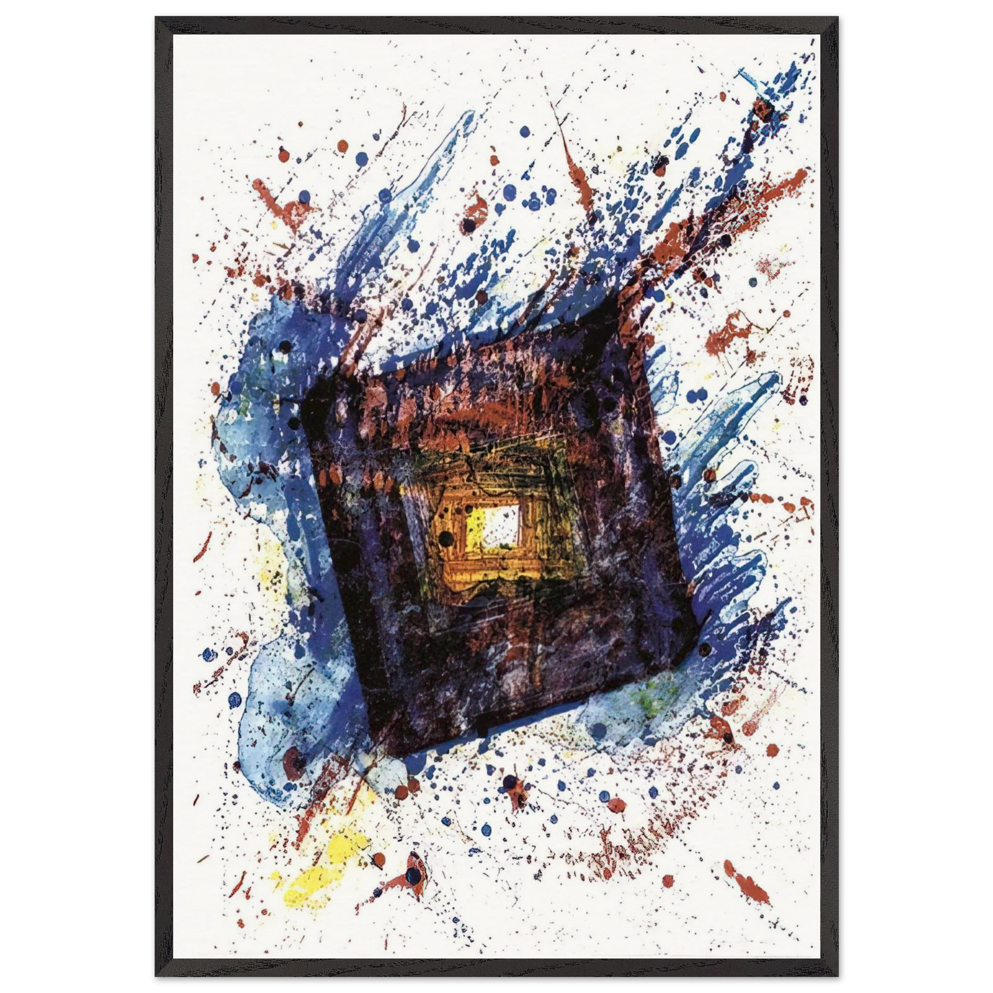 Falling Star L L249 - Sam Francis 70x100 cm / 28x40 inches Framed Art Print – Black Wooden Frame