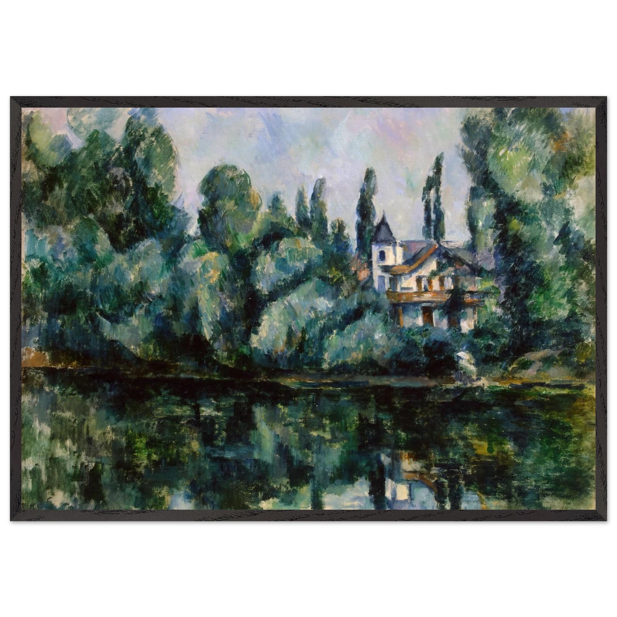 The Banks of the Marne - Paul Cezanne 70x100 cm / 28x40 inches Framed Art Print – Black Wooden Frame
