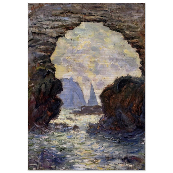 The Rock Needle Seen through the Porte d'Aumont - claude monet Brushed Aluminum Print - 70x100 cm / 28x40 inches | claude monet Aluminum Print | claude monet Prints