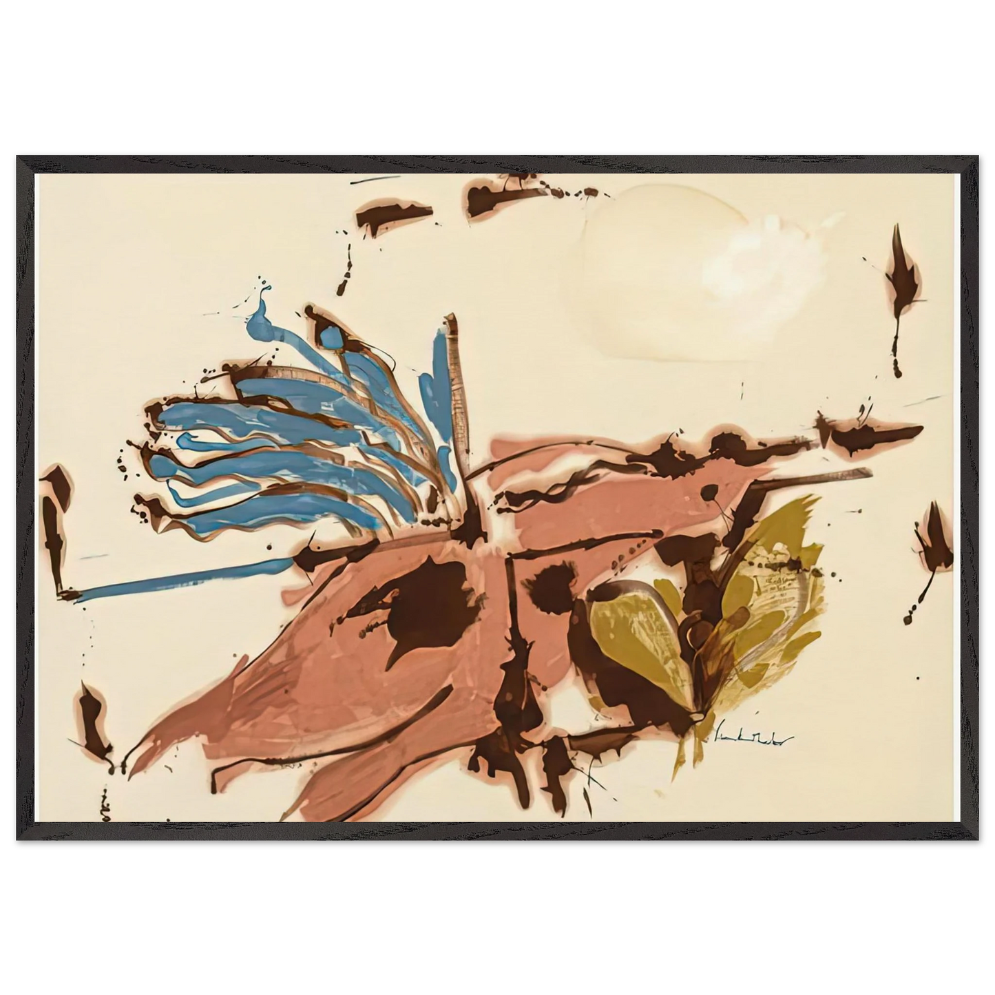 Pink Bird Figure I 1961- - Helen Frankenthaler 70x100 cm / 28x40 inches Framed Art Print – Black Wooden Frame