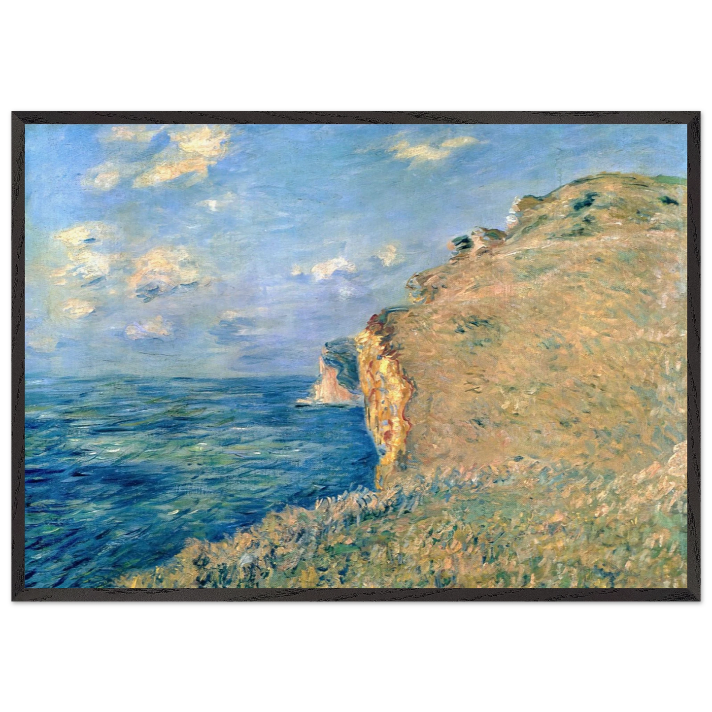 Cliff at Fecamp - claude monet 70x100 cm / 28x40 inches Framed Art Print – Black Wooden Frame