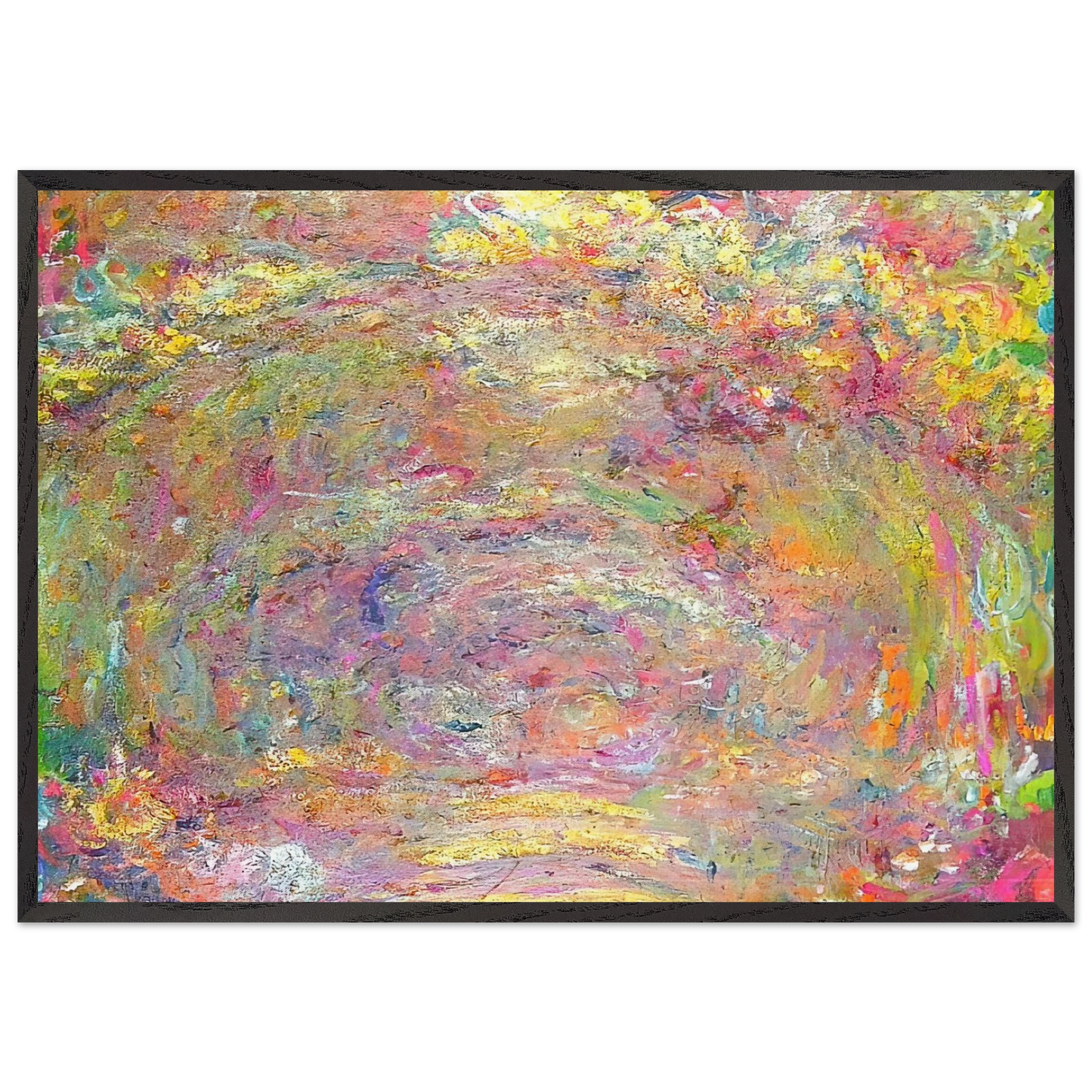 Path under the Rose Trellises - claude monet 70x100 cm / 28x40 inches Framed Art Print – Black Wooden Frame