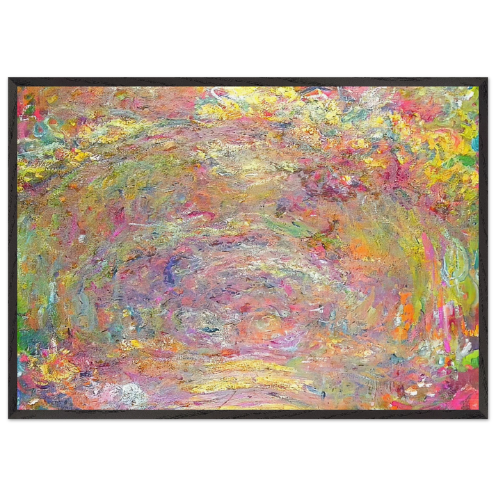 Path under the Rose Trellises - claude monet 70x100 cm / 28x40 inches Framed Art Print – Black Wooden Frame