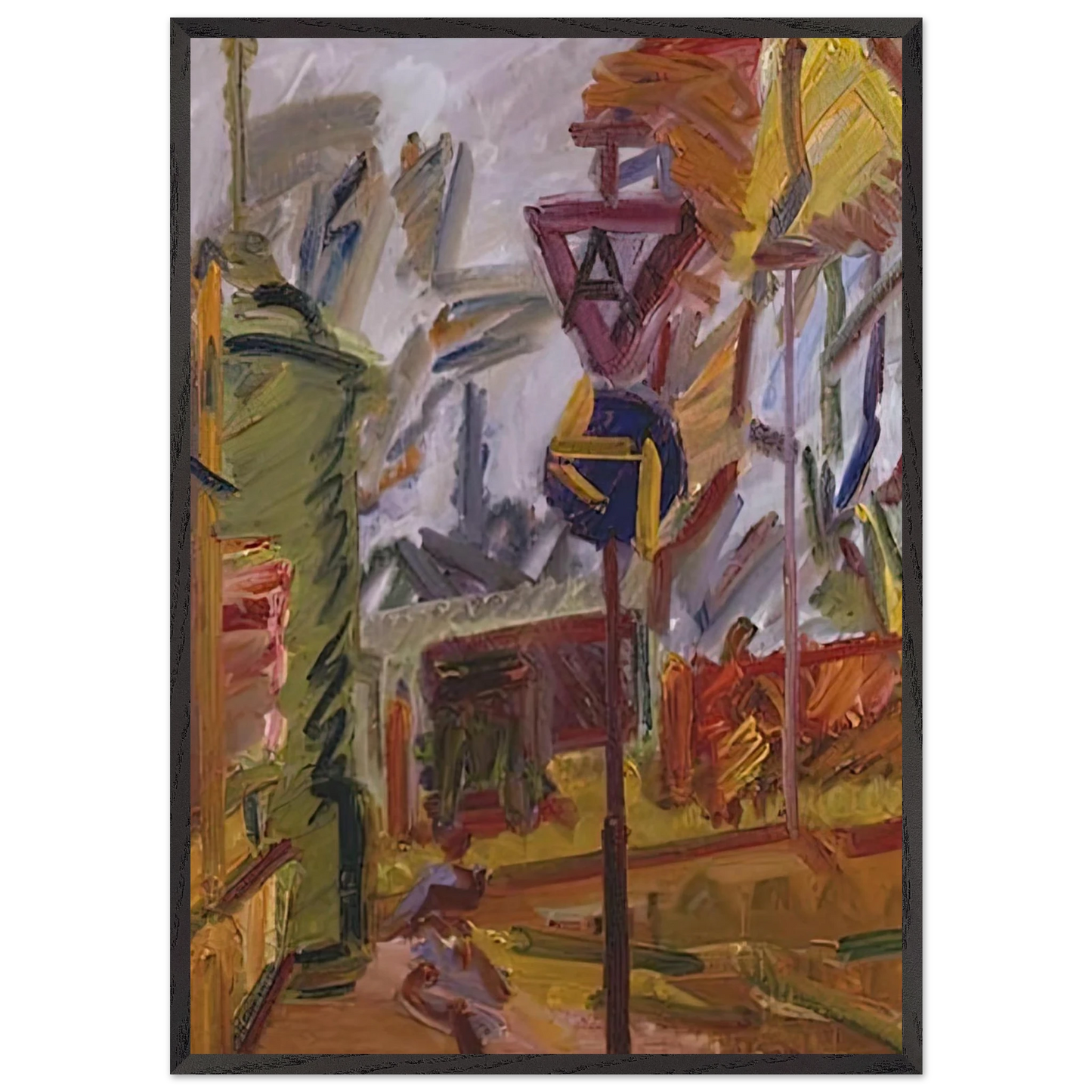 PARK VILLAGE - Frank Auerbach 70x100 cm / 28x40 inches Framed Art Print – Black Wooden Frame