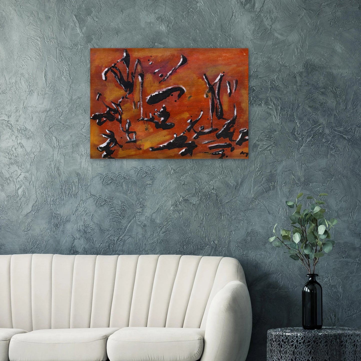 RED ABSTRACT COMPOSITION - Henri Michaux Brushed Aluminum Print - 70x100 cm / 28x40 inches | Henri Michaux Aluminum Print | Henri Michaux Prints