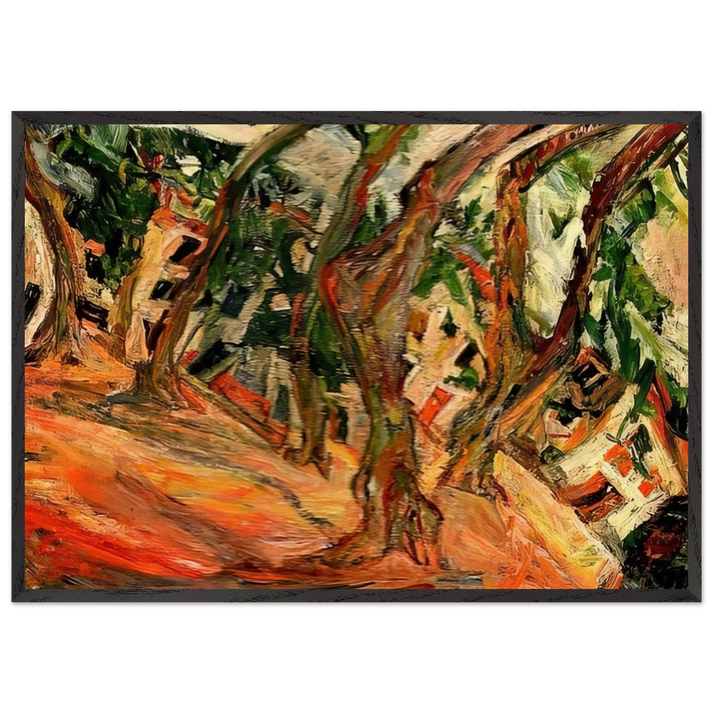 PLANE TREES AT CERET 1920 - Chaim Soutine 70x100 cm / 28x40 inches Framed Art Print – Black Wooden Frame
