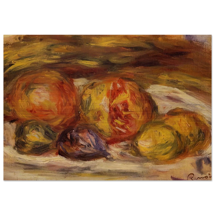 Still Life Pomegranate, Figs and Apples - Pierre-Auguste Renoir Brushed Aluminum Print - 70x100 cm / 28x40 inches | Pierre-Auguste Renoir Aluminum Print | Pierre-Auguste Renoir Prints