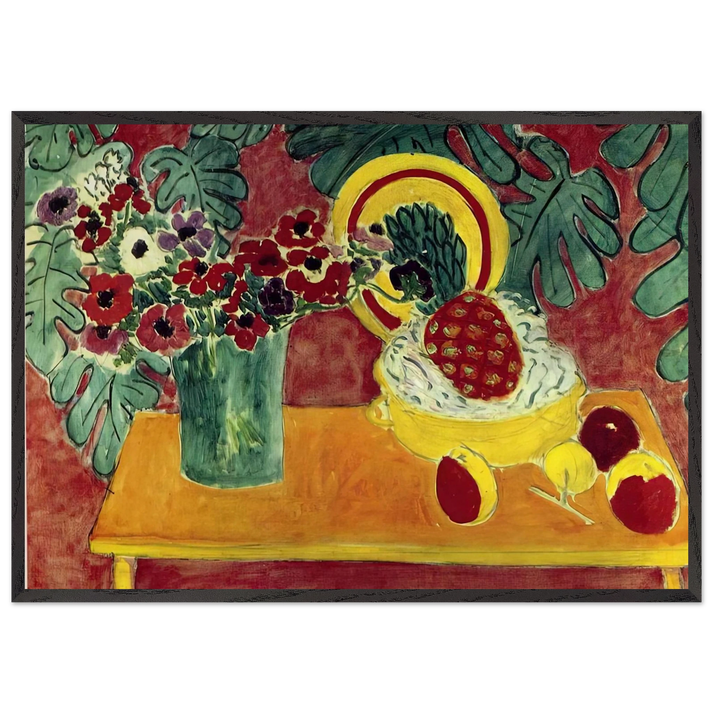 PINEAPPLE AND ANEMONES 1940 - Henri Matisse 70x100 cm / 28x40 inches Framed Art Print – Black Wooden Frame