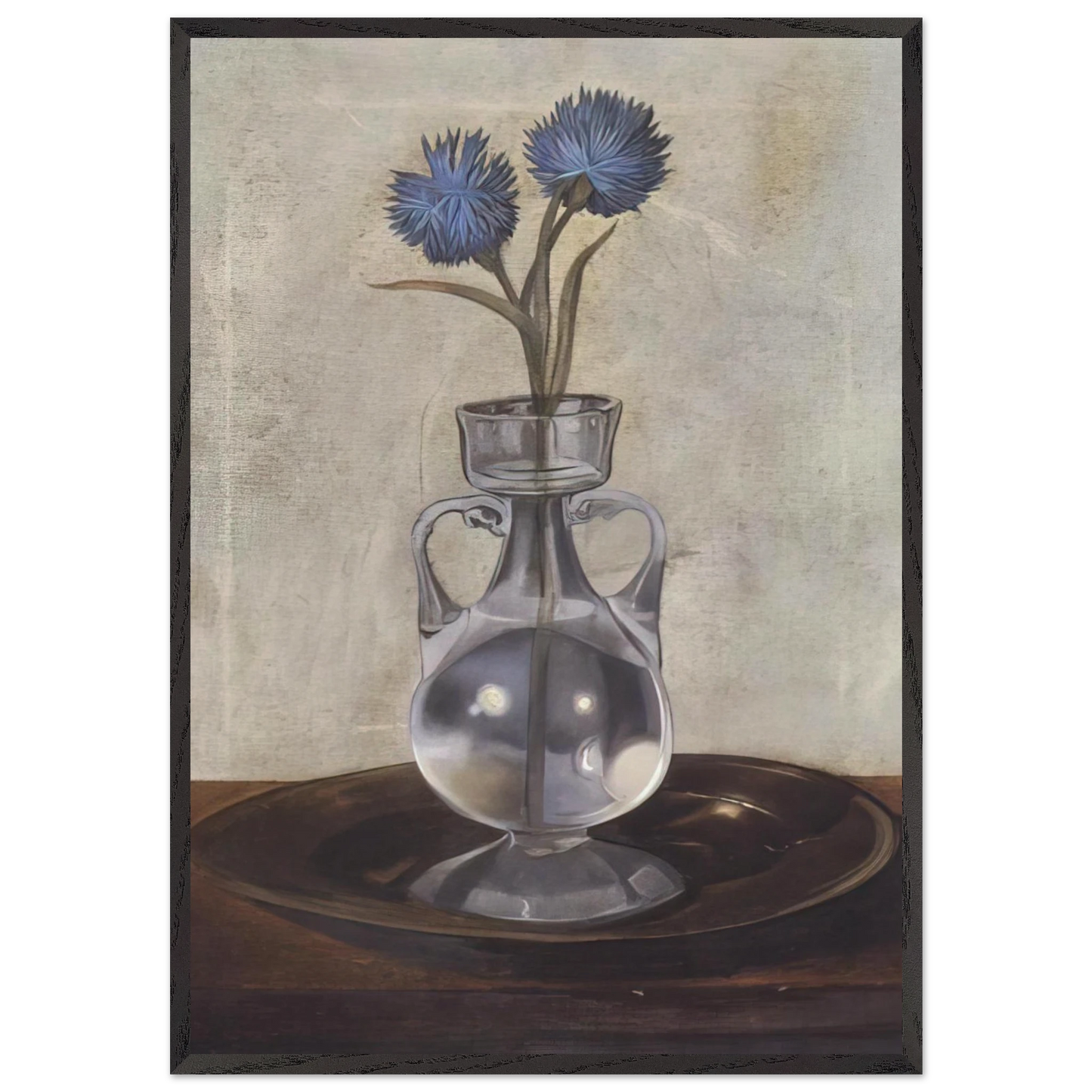 THE VASE OF CORNFLOWERS - Salvador Dali 70x100 cm / 28x40 inches Framed Art Print – Black Wooden Frame