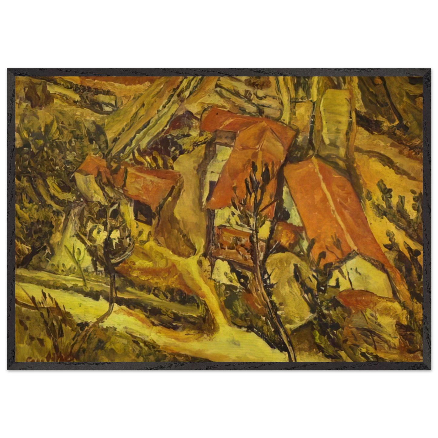 LANDSCAPE N7 - Chaim Soutine 70x100 cm / 28x40 inches Framed Art Print – Black Wooden Frame