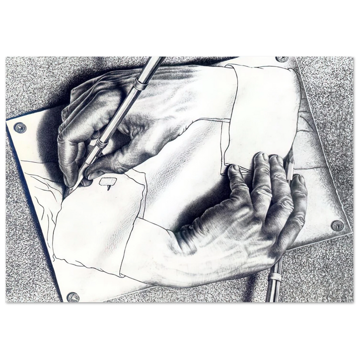 MC Escher - DRAWING HANDS Wall Art - 60x80 cm / 24x32 inches - Fine Art Poster-canvas - -