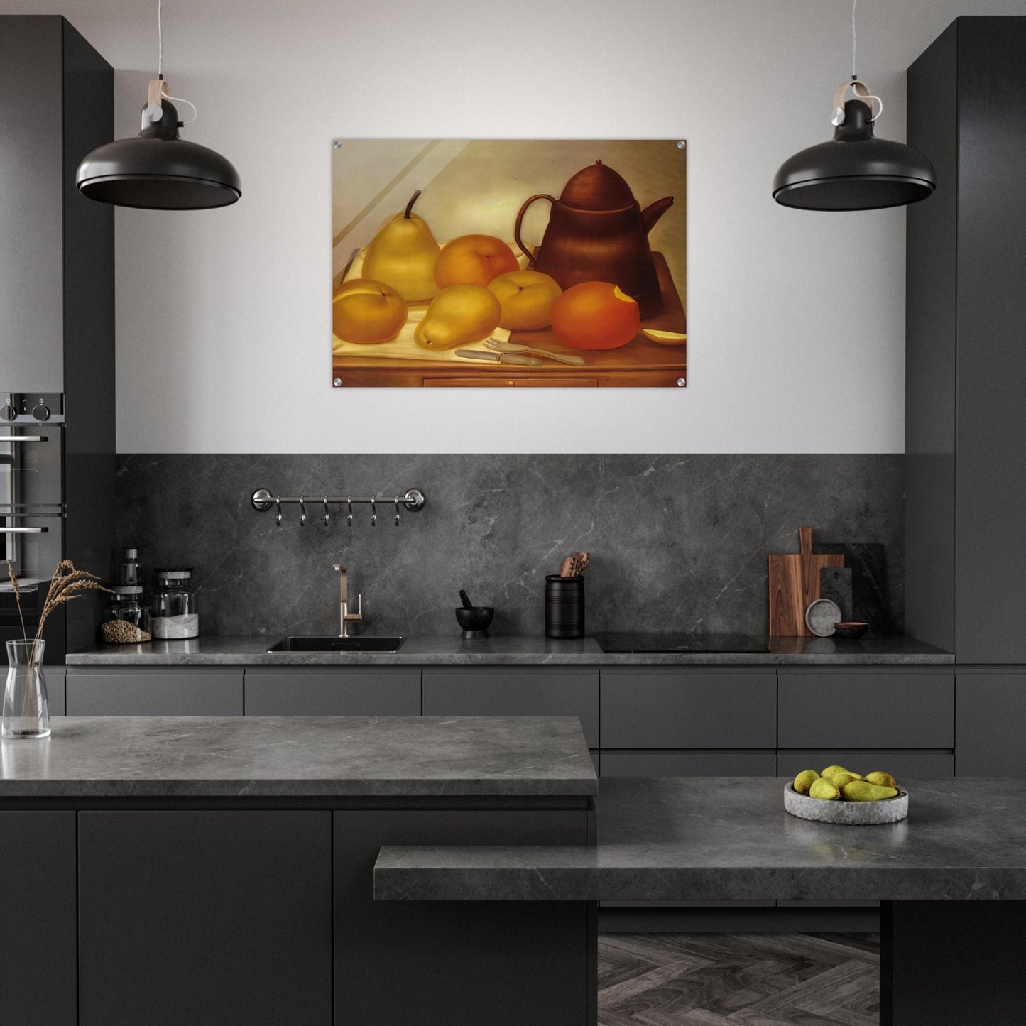 STILL LIFE WITH COFFEE POT - Fernando Botero Acrylic Print - 70x100 cm / 28x40″ inches | Fernando Botero Wall Art | Fernando Botero Prints