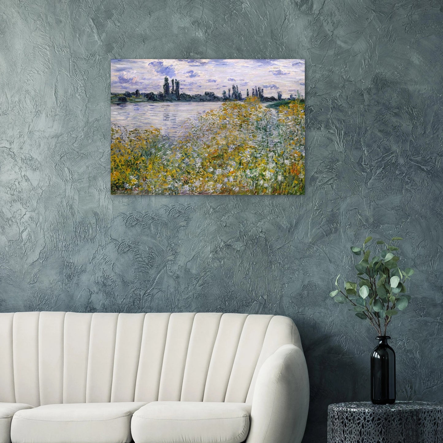 Isle of Flowers on Siene near Vetheuil - claude monet Brushed Aluminum Print - 70x100 cm / 28x40 inches | claude monet Aluminum Print | claude monet Prints