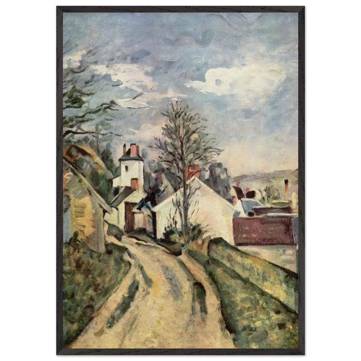 The House of Dr Gachet in Auvers - Paul Cezanne 70x100 cm / 28x40 inches Framed Art Print – Black Wooden Frame
