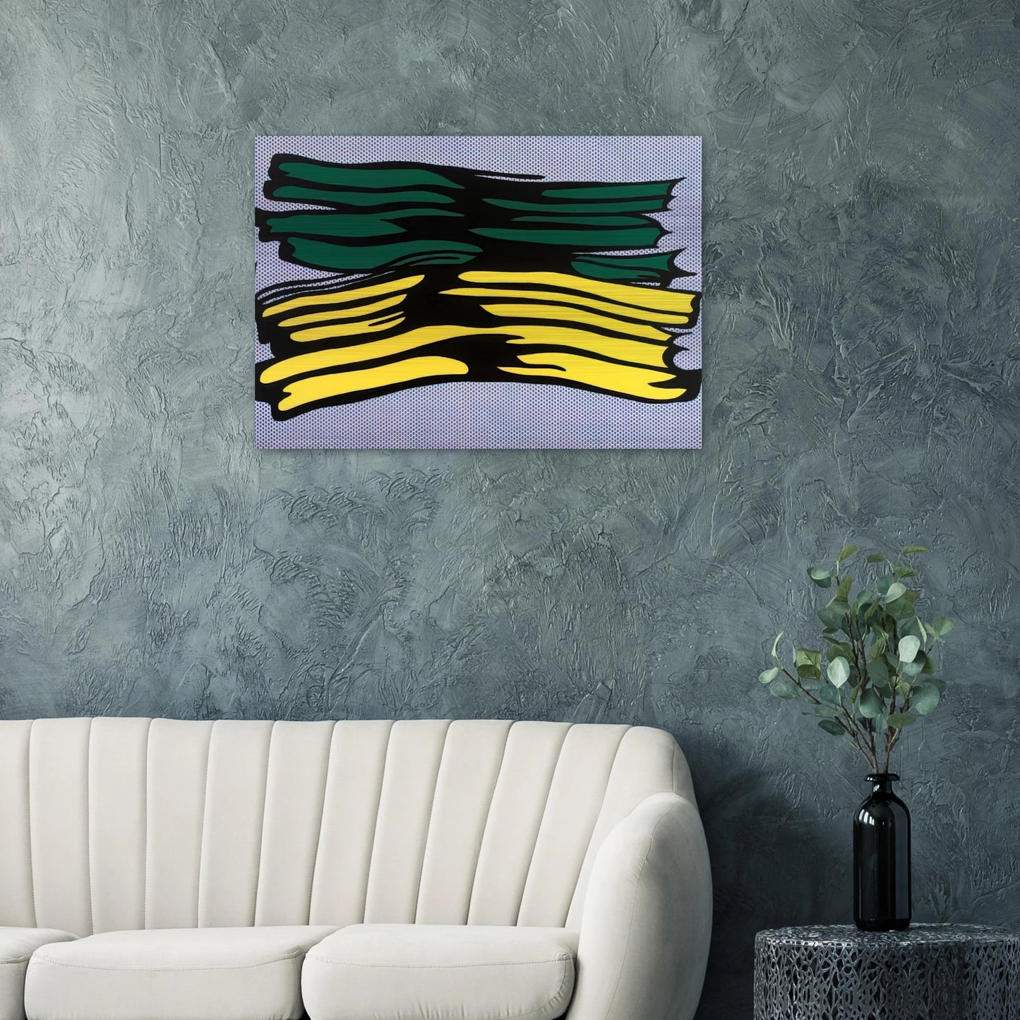 YELLOW AND GREEN BRUSHSTROKES 1966 0 - Roy Lichtenstein Brushed Aluminum Print - 70x100 cm / 28x40 inches | Roy Lichtenstein Aluminum Print | Roy Lichtenstein Prints